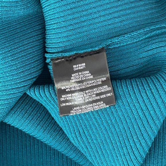 BCBG Paris Ribbed Knit Bodycon Sweater Dress - Teal Green Size XS - Picture 8 of 8